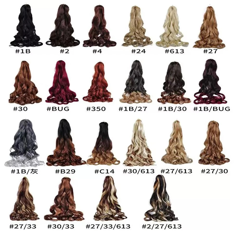 Ombre Silky French Curl Wavy Braids Wave Crochet Braid Hair Extensions Spiral Curls Loose Wave Curly Braiding Hair