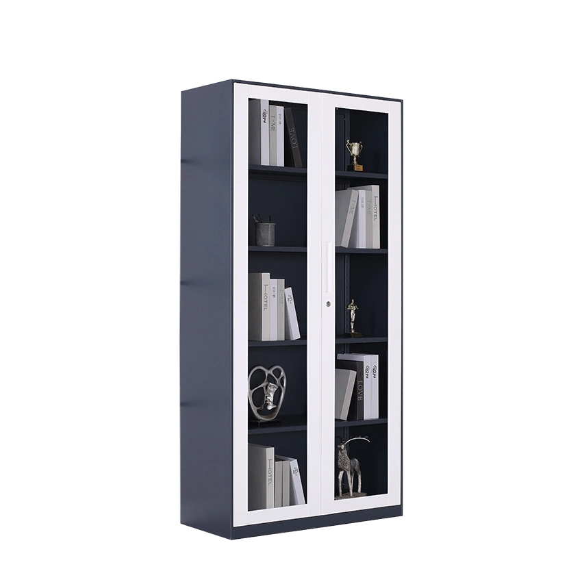 2023 Factory Direct Office Furniture Steel High Filing Cabinet 4 Tiers Shelf and Glass Swing Door for Office Workstation