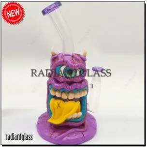 Height 9.8 Inches 3D Hand Painting Glass Smoking Water Pipe in Stock Wholesale