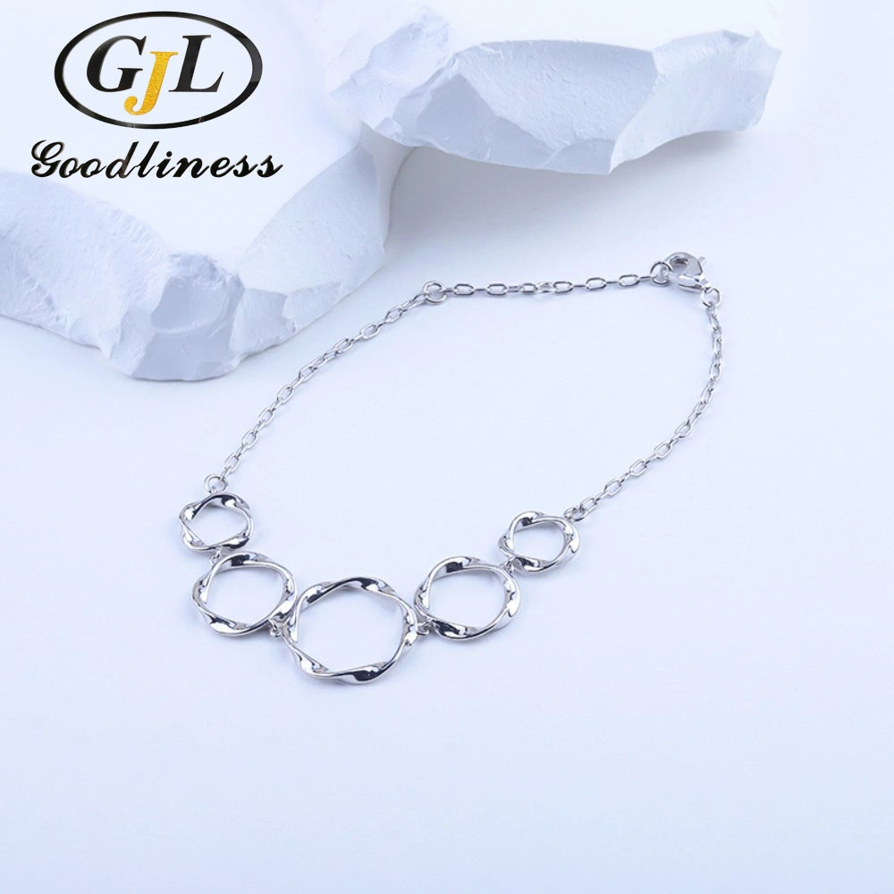 New Design Fashion Silver Plain Bracelet Earring Jewelry Set