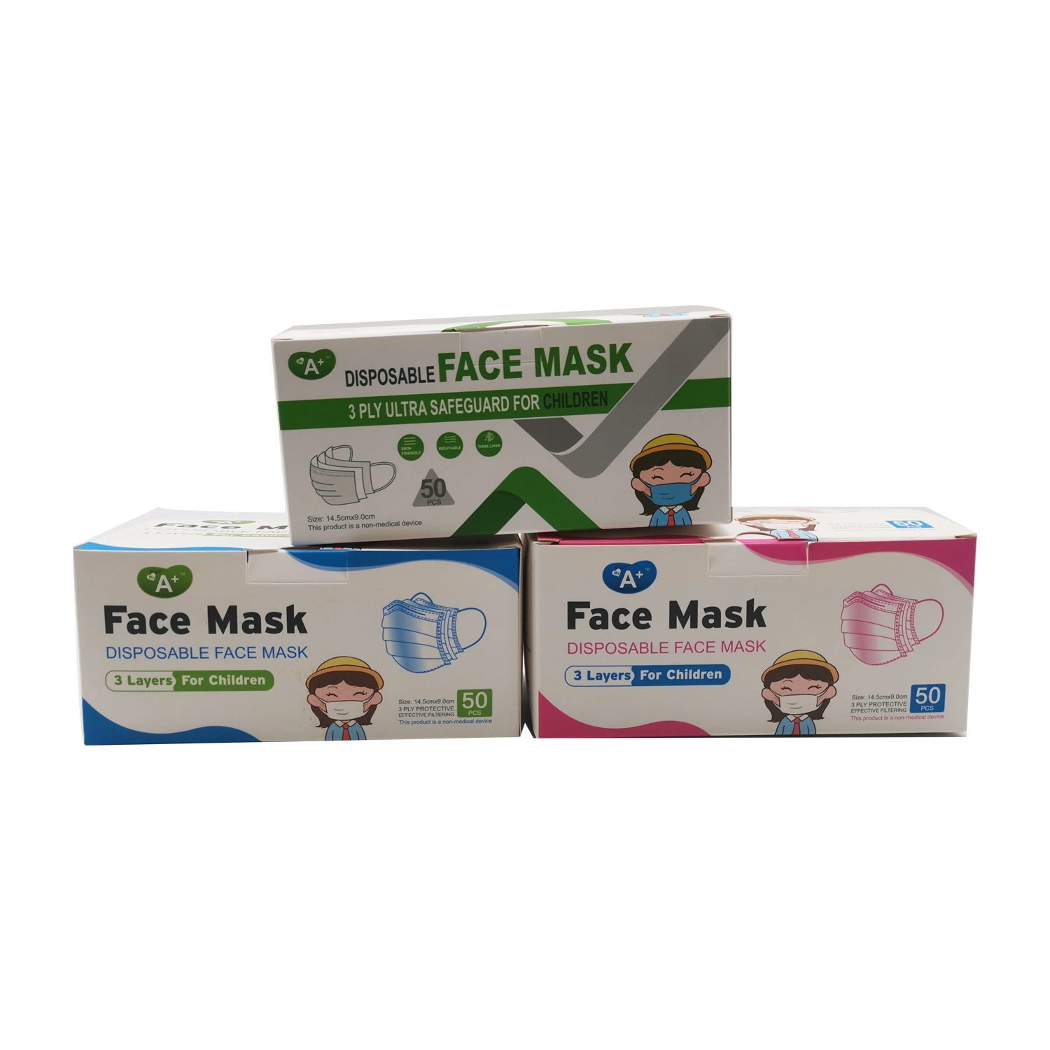 Hot Sale 3 Ply Disposable Non-Woven Protective Face Mask for Children