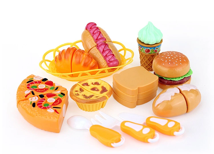 Kitchen Cutting Toys Pizza Hamburger Bread Fast Food Pretend Play Plastic Miniature Food Girls Kids Education Toy Gift