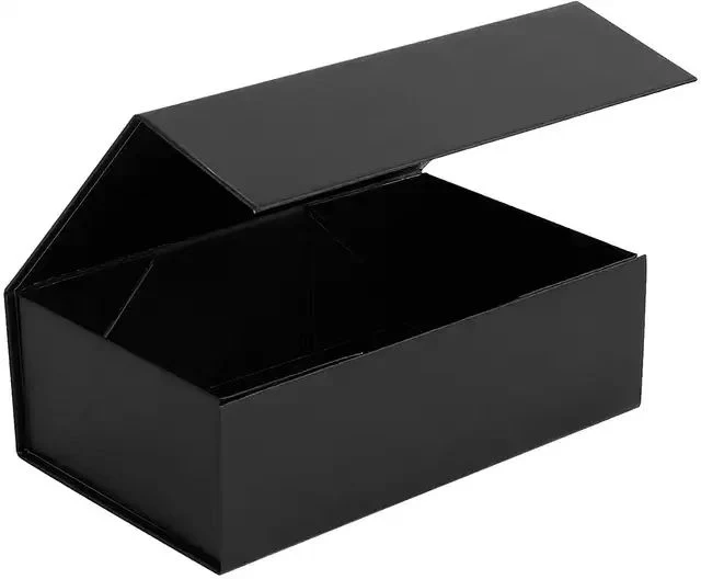 Caja magnética personalizada, caja de cartón estilo libro negro, caja de regalo dura,