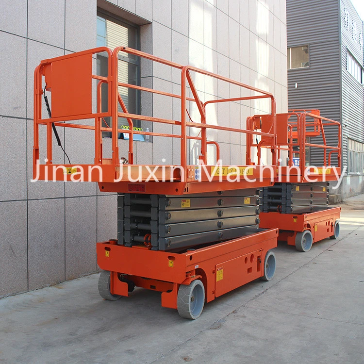 8m Height 300kg Capacity Self Auto Moving Scissor Lift Platform with Diesel Engine or Battery Operate