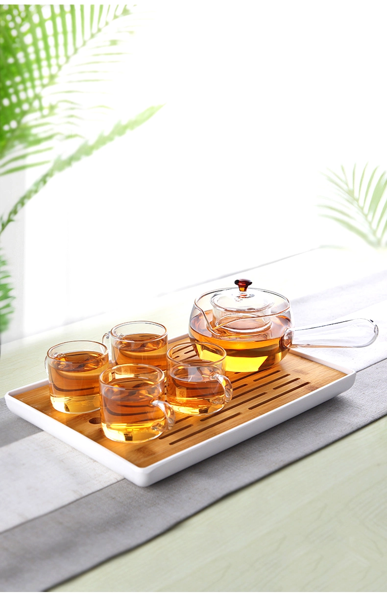 Elegante juego de té de vidrio de Borosilicato alto con té Copa para regalo