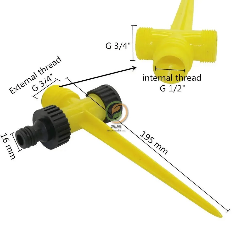 Landwirtschaftliche Gewächshaus Garten Rasen Bewässerung 360 Grad Automatische Rotation 1/2inch Sprinklerdüse mit Kunststoffnageln