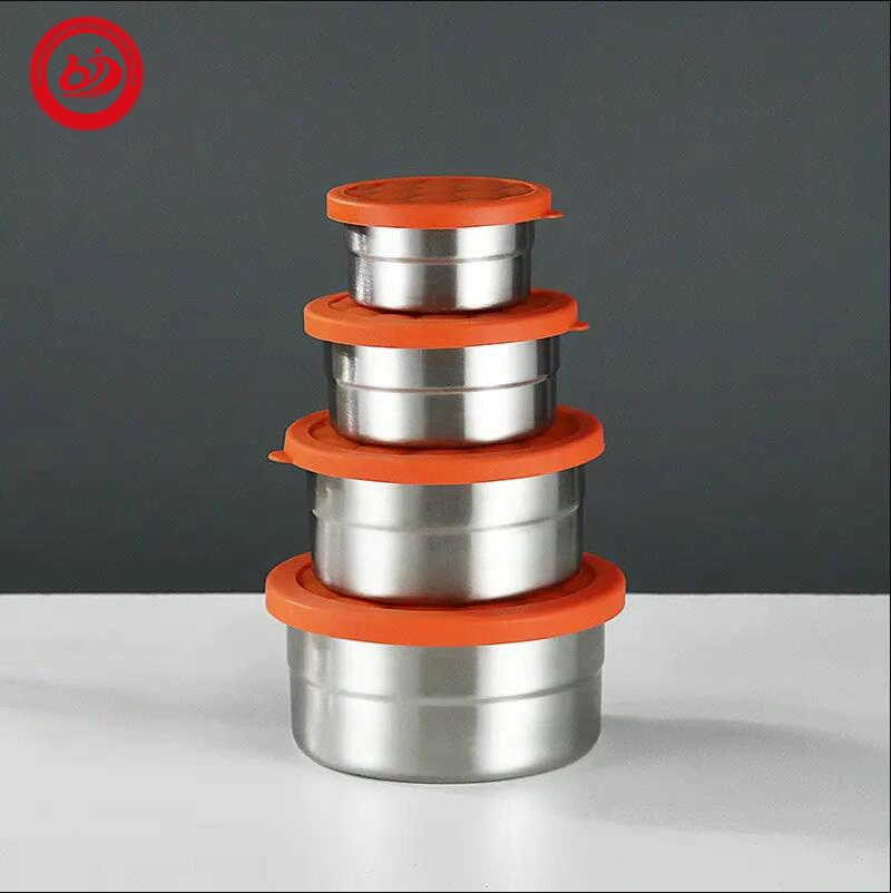 Wholesale/Supplier Stainless Steel 304 Orange Frozen Custom Storage Box with Silicone Lid