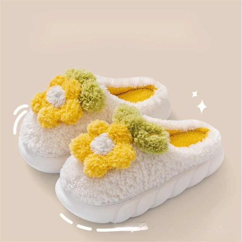 Winter Household Thick Base Plush Cotton Slippers