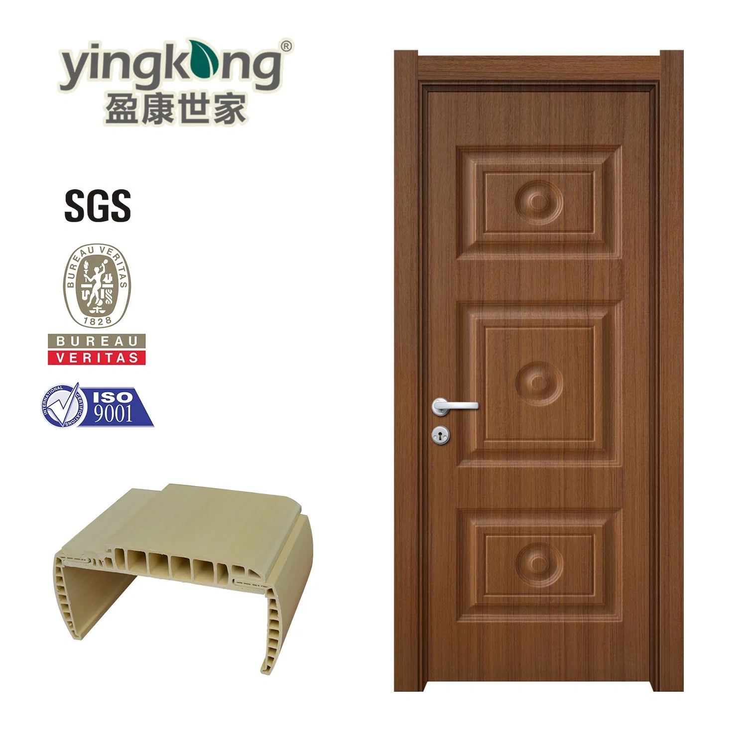 Eco-Friendly Bathroom Door Waterproof WPC Door with WPC Door Frame for Iraq Market