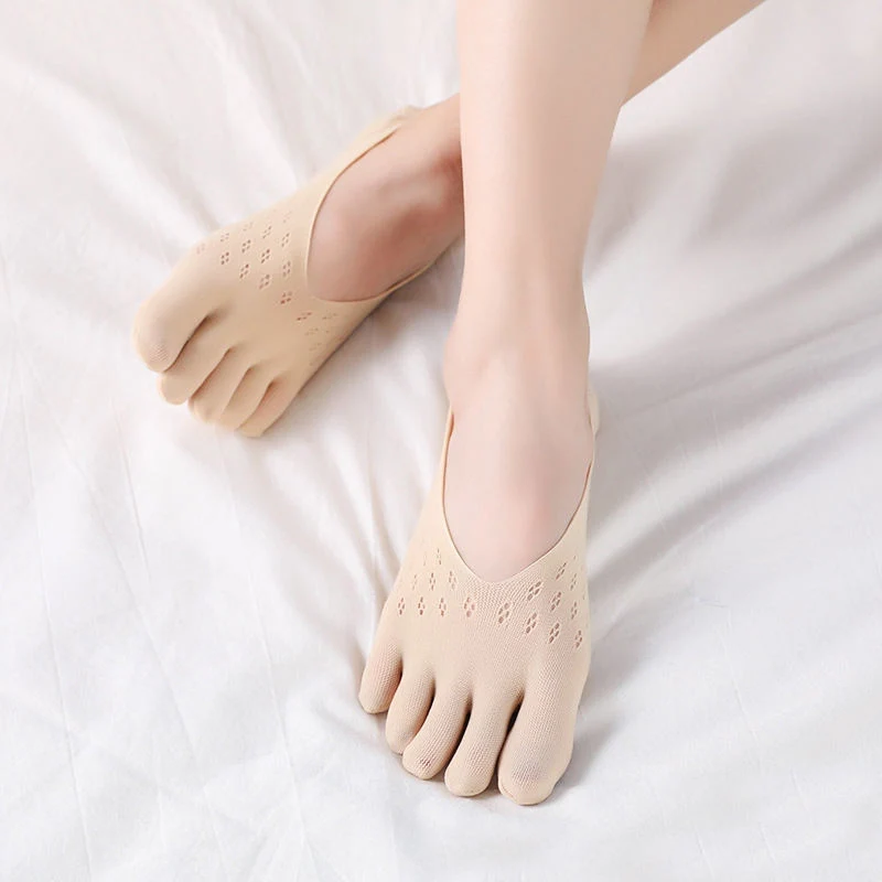 Women Toe Socks Full Five Finger Socks Low-Cut Liner Socks with Gel Tab
