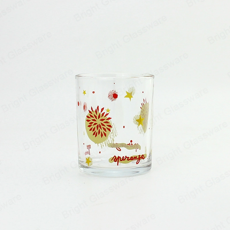 Fancy Design Straight Side Flower Pattern 6oz Glass Candle Tumblers for Candle Making