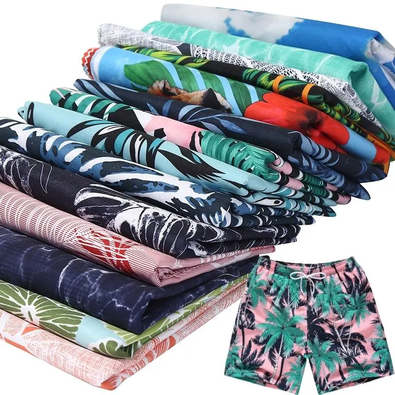 High Strength Quick-Drying Poly Microfiber Printed Polyester Micro Digital Print Printing Twill Fabric for Beach Shorts Pants