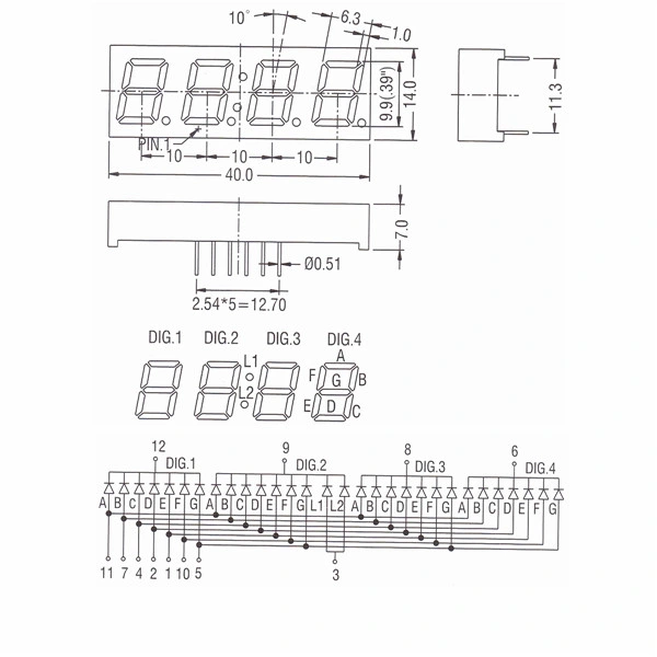 Cathode 4 Digit Seven Segment Display 0.36&prime;&prime; Fast Heat Dissipation RoHS Certificated