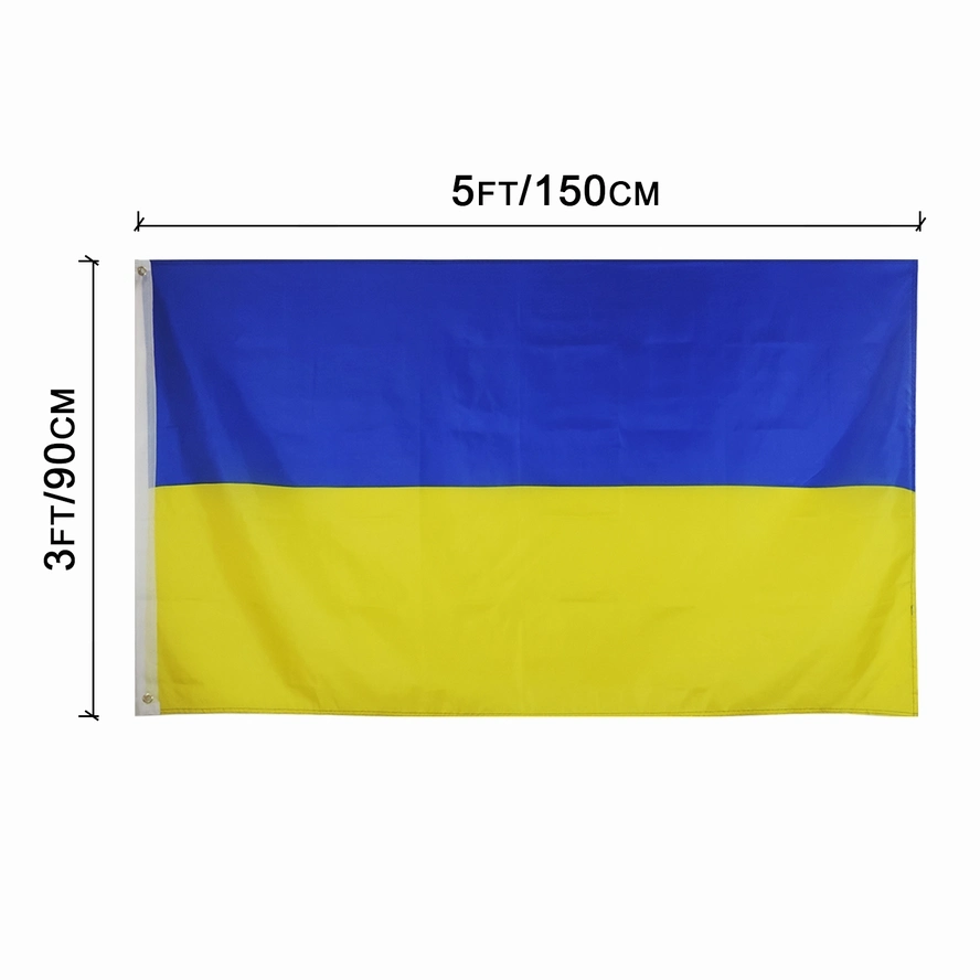 100% Polyester 3X5FT Ukraine Flaggen mit Trident Logo