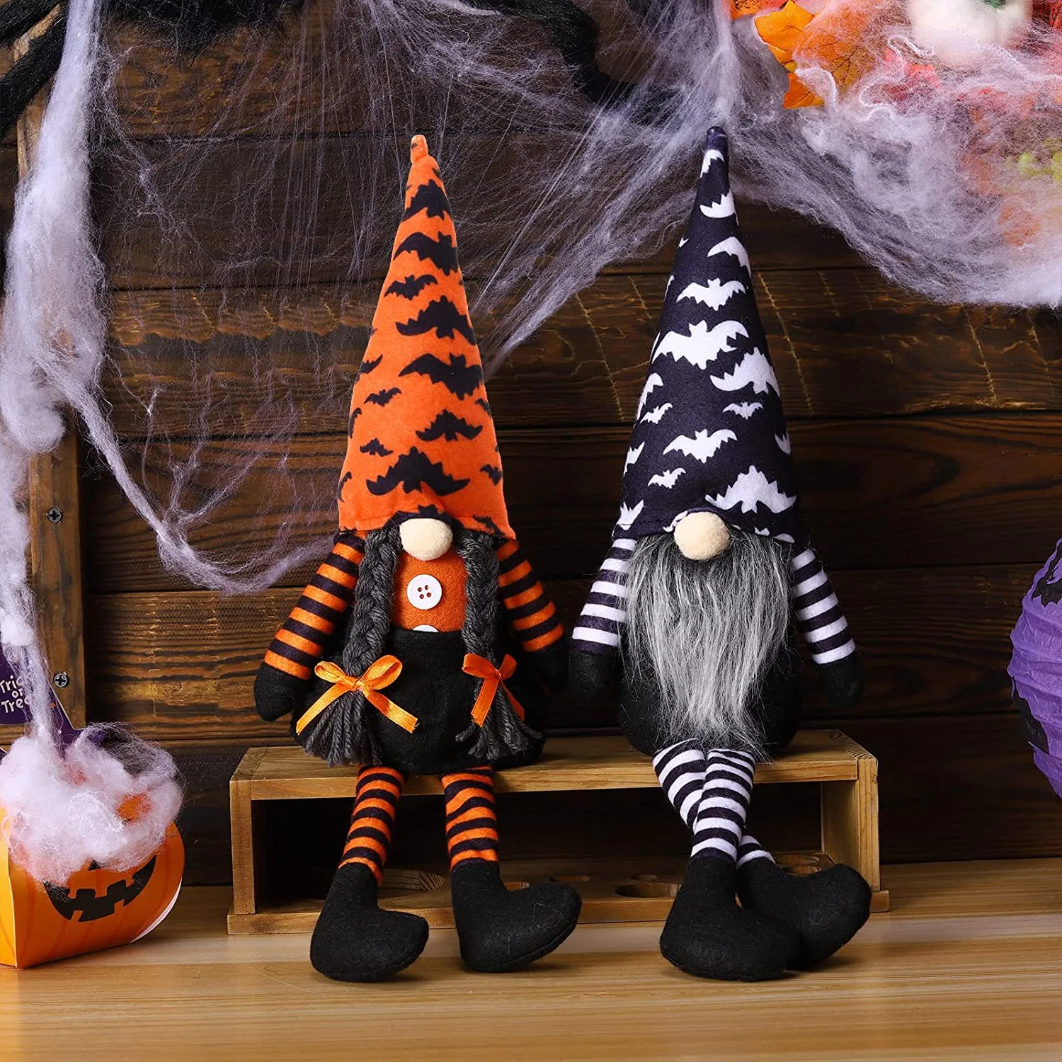 Halloween Dekorationen Halloween Gnome Dekor Handgefertigte schwedische Tomtes Home Tisch Puppe Geschenke für Halloween Thanksgiving Tiered Tablett, Kamin, Party