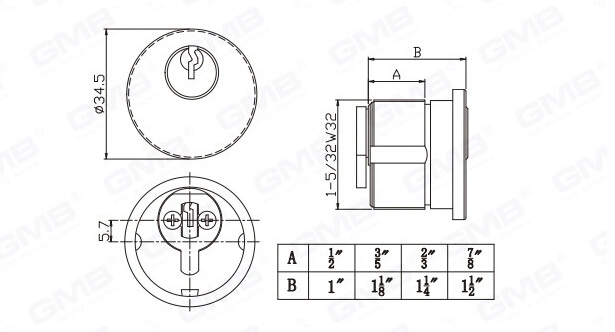 High Security Door Lock Cylinder/ Brass/ Rim Cylinder (GMB-CY-14)