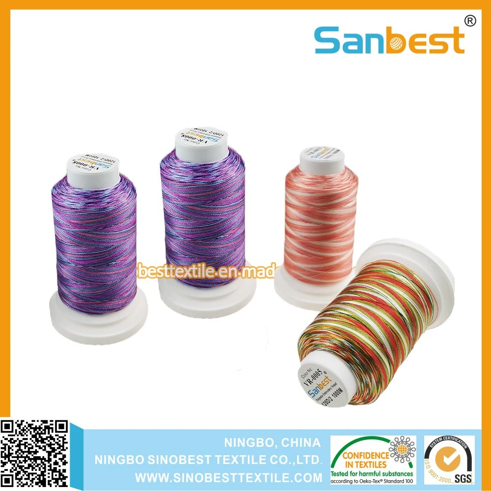 120d/2 Multicolor Chinese Premium Twisted Polyester Embroidery Thread on Small Reel