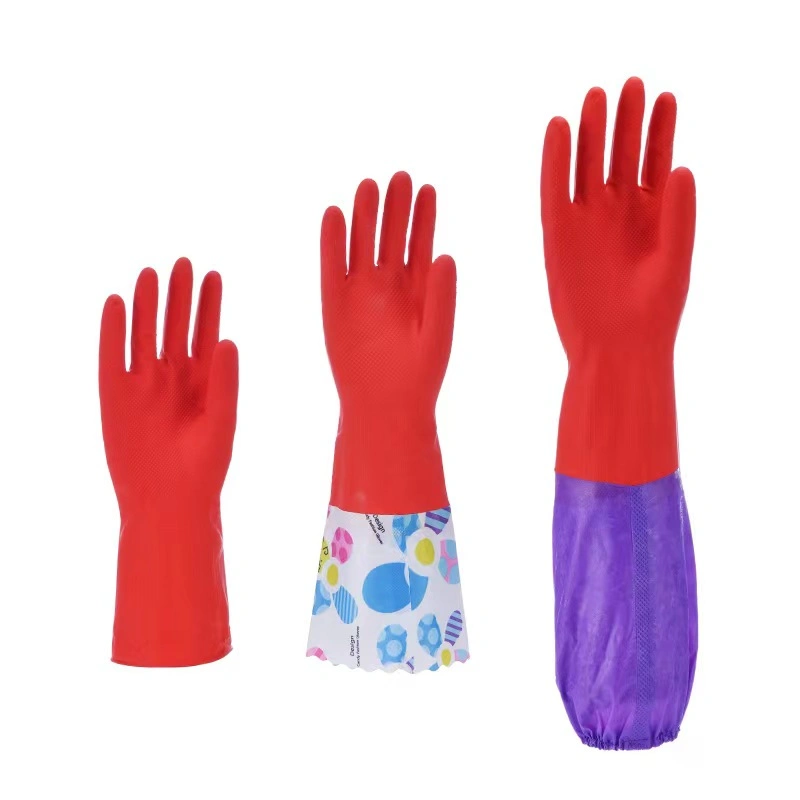 Wholesale/Supplier Customized Extra Long Cleaning Flocking Lined Cold-Proof Household PVC Work Gloves