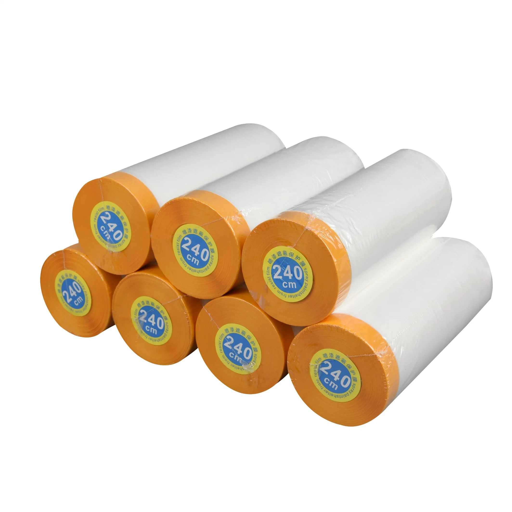 Heat Resistance PE Transparent Dustproof Furniture Protection Pre Taped Masking Tape Roll Painter Masking Film for Automotive Painting Indoor Painting