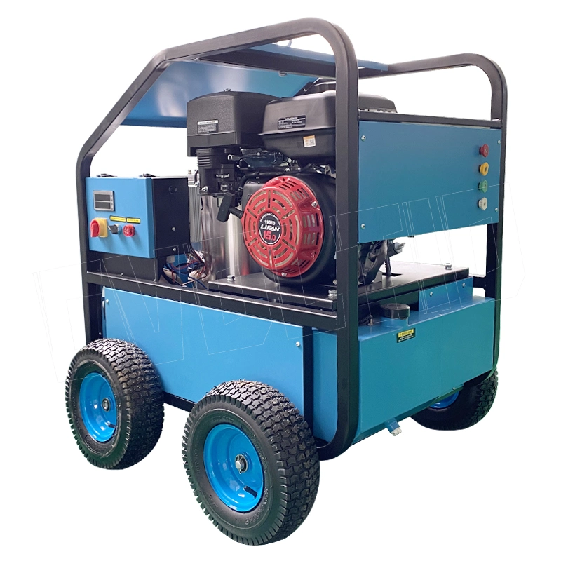 الحد الأقصى للبداية الكهربائية 100 درجة 300 بار 3600psi 15HP بنزين ماء ساخن غاسلة ذات ضغط مرتفع