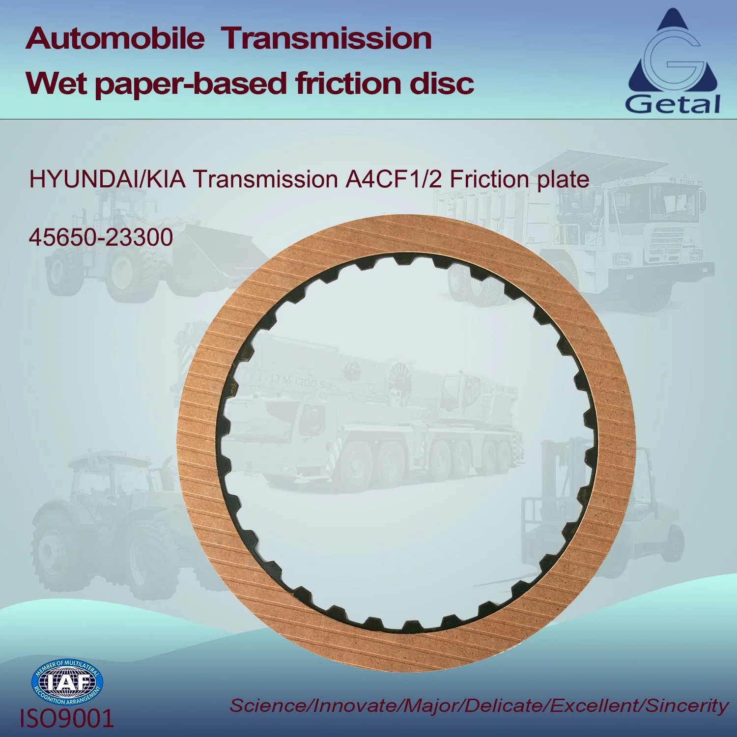 KIA/Hyundai transmisión4CF1/2 de la placa de fricción 45650-23300