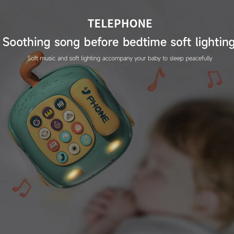 Multifunctional Kids Chinese and English Bilingual Learning Phone Toy Baby Early Educational Pull Line Light Music Toy Telephone