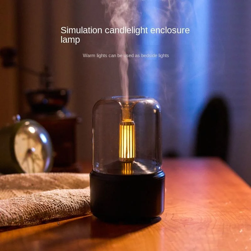 Simulation Candle LED Light 120ml Air Humidifier Essential Oil Diffuser Portable Aroma Humidifier