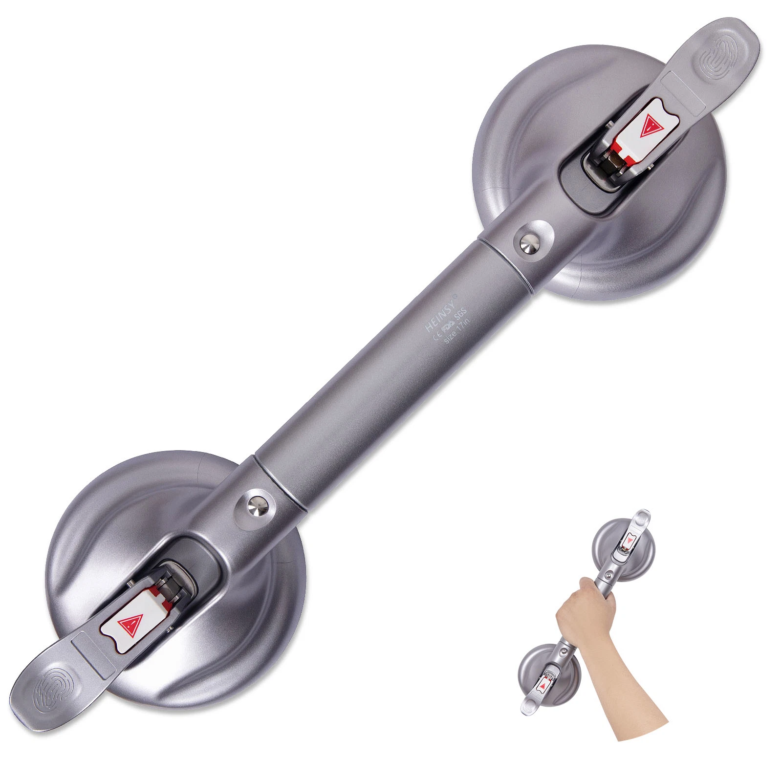 Salle de bains Portable Heinsy Grab Bar, accès sans outil Poignée de douche, la ventouse de fixation poignée de maintien pour baignoire, rail de sécurité pour les personnes âgées Senior d'enfants, Rapide (DIS) Assembler.