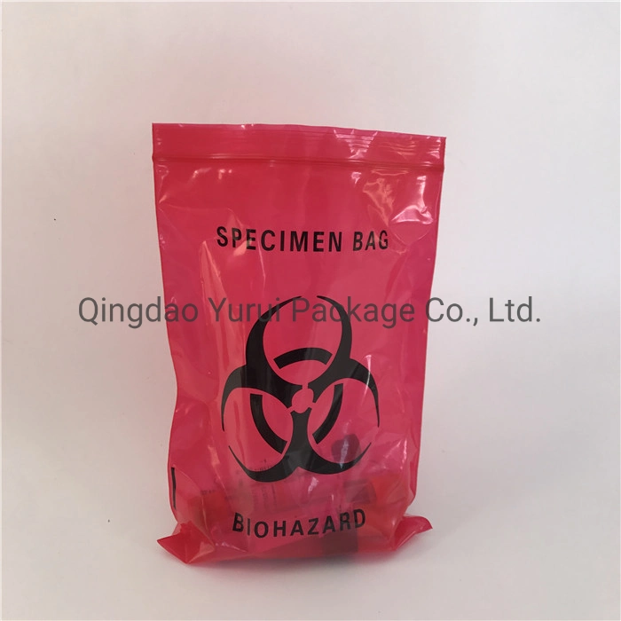 Plastic Red Film Resealable Specimen Bags with Back Document