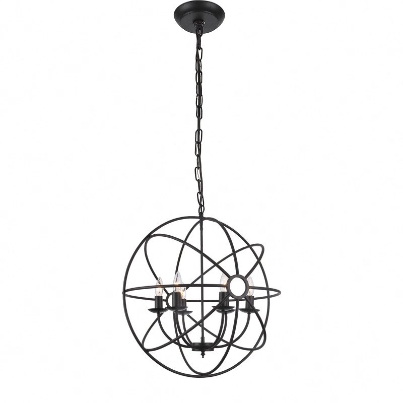 Vintage Classic Style Rustic Countryside Style Industrial Living Room Bedroom 6L Black Global E14 Pendant Light for Interior Decoration
