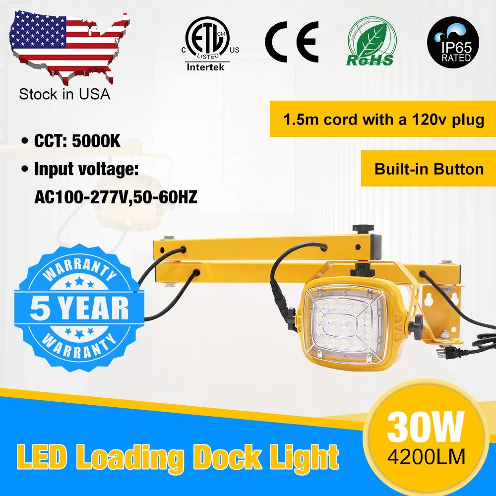 High Bright Loading Dock Lighting 360 Degree Rotatable Lamp Head Dock Light with Flexible Arms