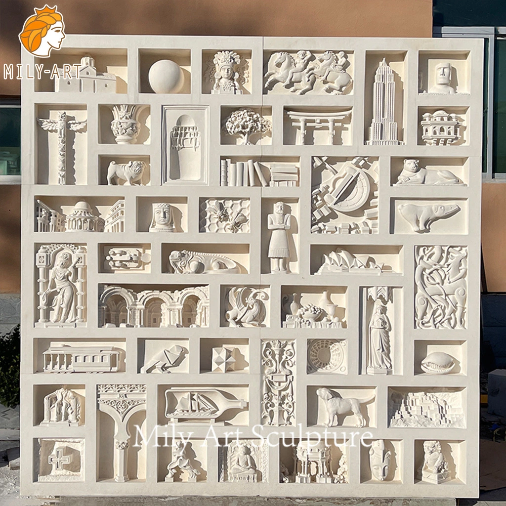 Modern Creative Custom Design Decoration Hand Carved Marble Relief