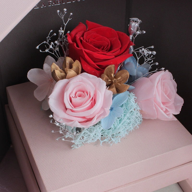 Véritable préservé Rose - Boîte cadeau Rose éternelle Handmade Fresh a augmenté de cadeau pour son anniversaire, Noël, la Fête des Mères, la Saint Valentin