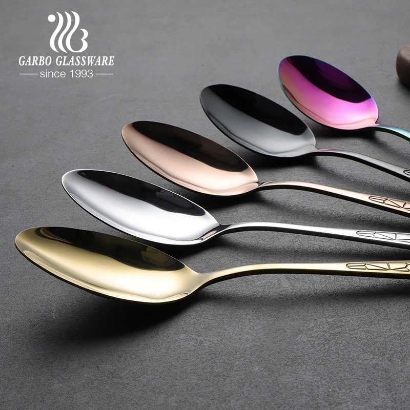 Customized Garbo China Suppliers New Design Golden Stainle Steel Dinner Spoon Ice Cream Spoon and Tableware Spoon Set