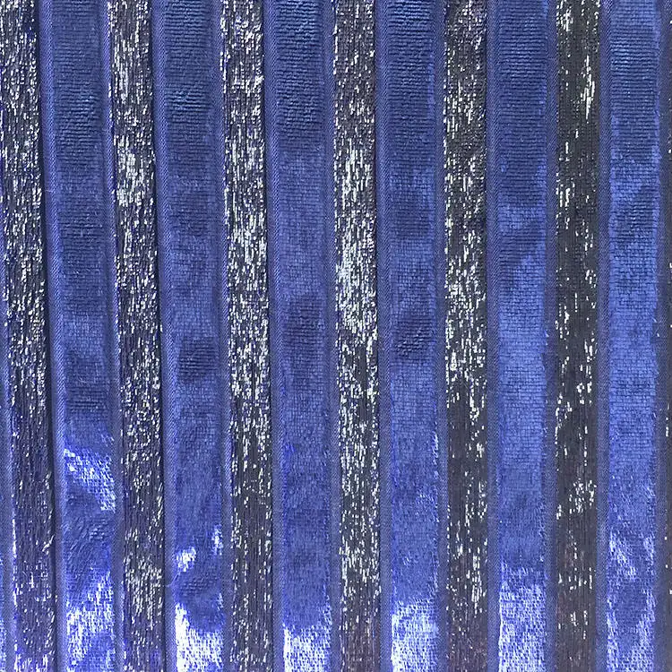 Glitter Velvet Fabric Wholesale/Supplier 100% Polyester Fancy Shine Striped Velvet Fabric, Sofa Cover/Clothing Material