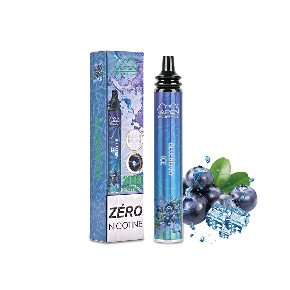 Populaires 0mg de nicotine Vapen Ehook libre 2500 bouffées Vape stylo jetable avec un filet de la bobine de la forme d'E-Shisha bouilloire Conseils goutte à goutte E narguilé stylos Commerce de gros