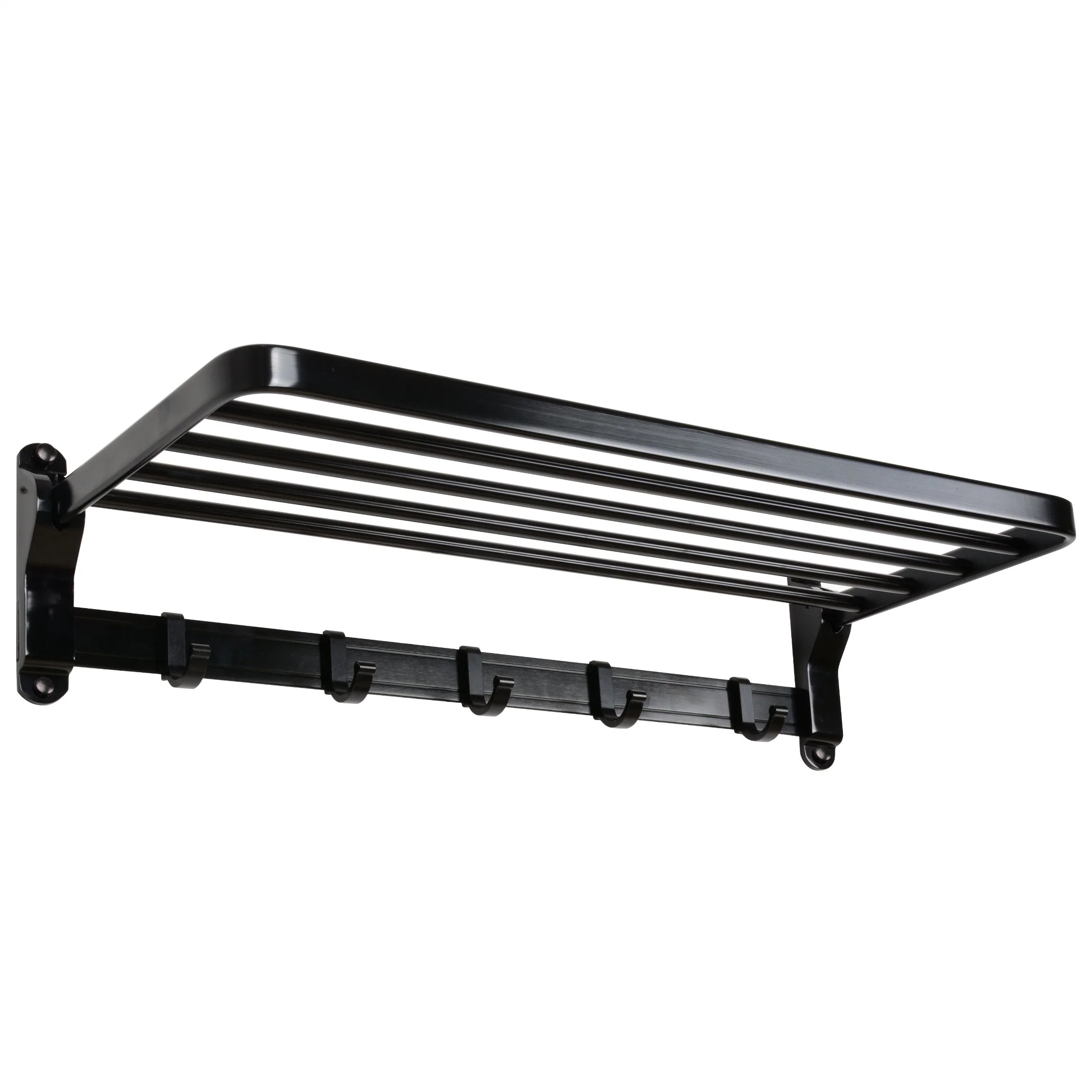 Metal moderno cuarto de baño toallas de baño plegable estantes perchero con 5 ganchos de ropa