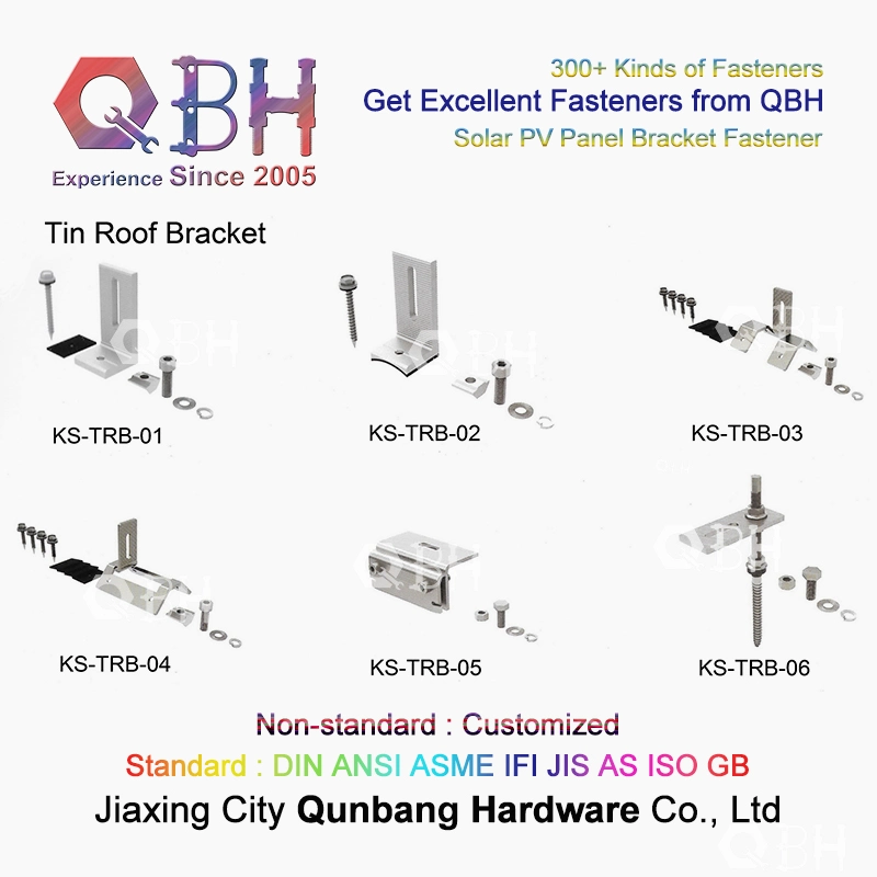 Qbh OEM ODM Hot-Selling Standard & Customized General-Purpose PV Photovoltaic Bracket Tin Roof Aluminum Alloy Solar Bracket Building Constructure Hardware