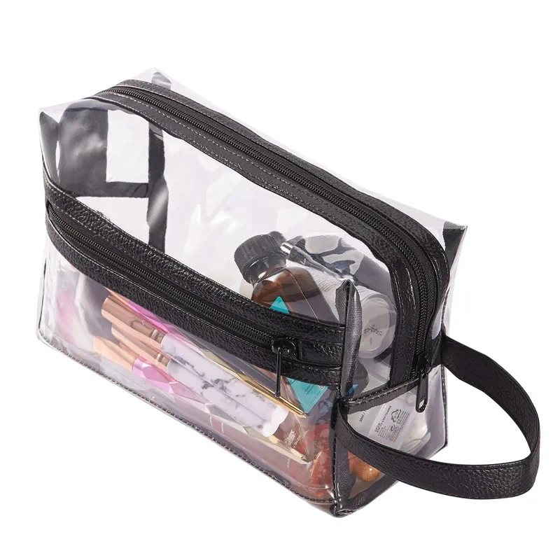 Custom PVC Clear Travel Toiletry Makeup Bag for Women Waterproof Organizer Transparent Make up Tools Storage Pocket Cosmetic Bag