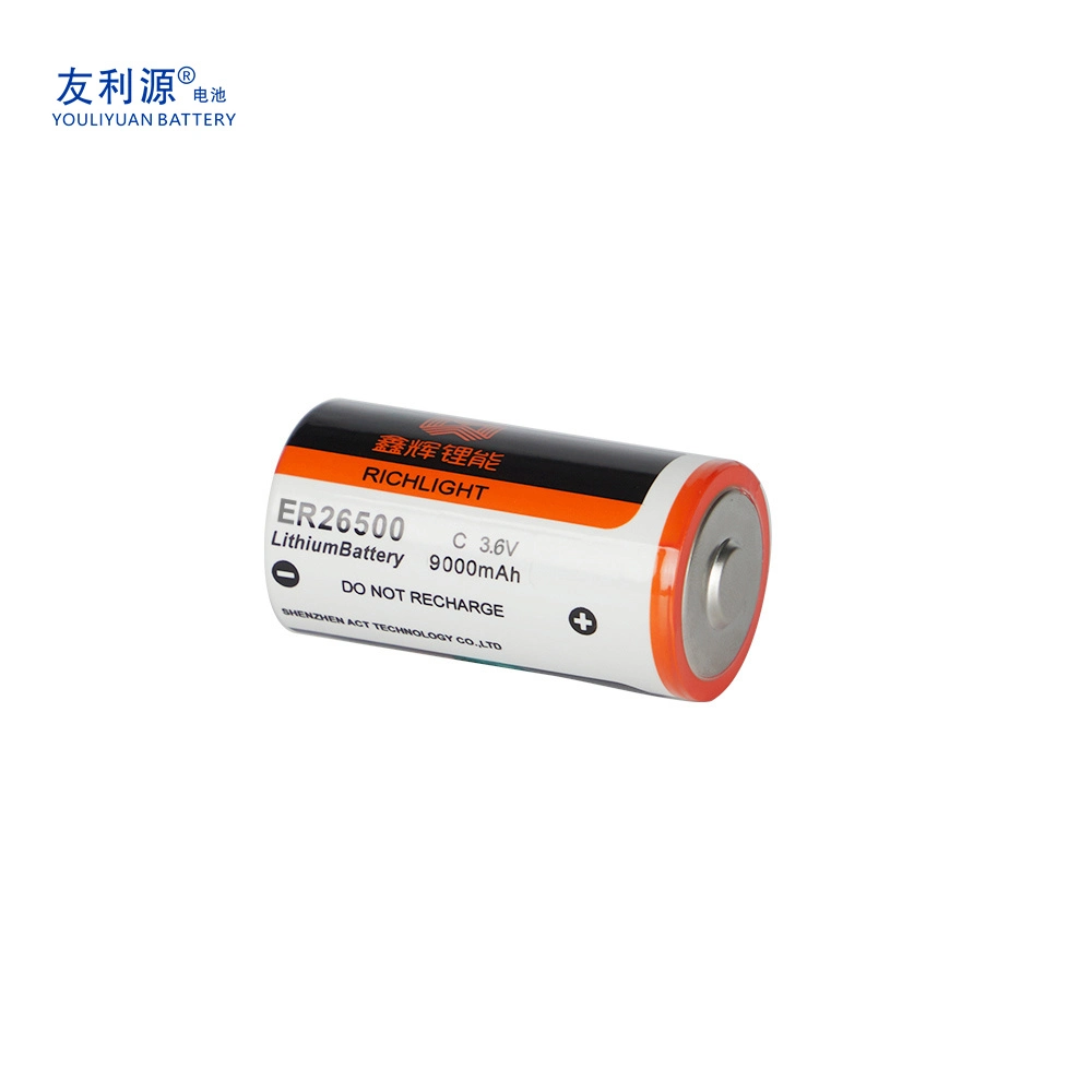 Er26500 Utilização Industrial Unrechargeablee Cilíndrica Bateria de Lítio 9000mAh Li-Socl2 C 3,6V Tamanho da fonte de alimentação principal tipo de células primárias