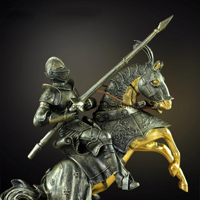 American Retro Well-Armed Roman Knight Poly Resin Sculpture Table Figurine