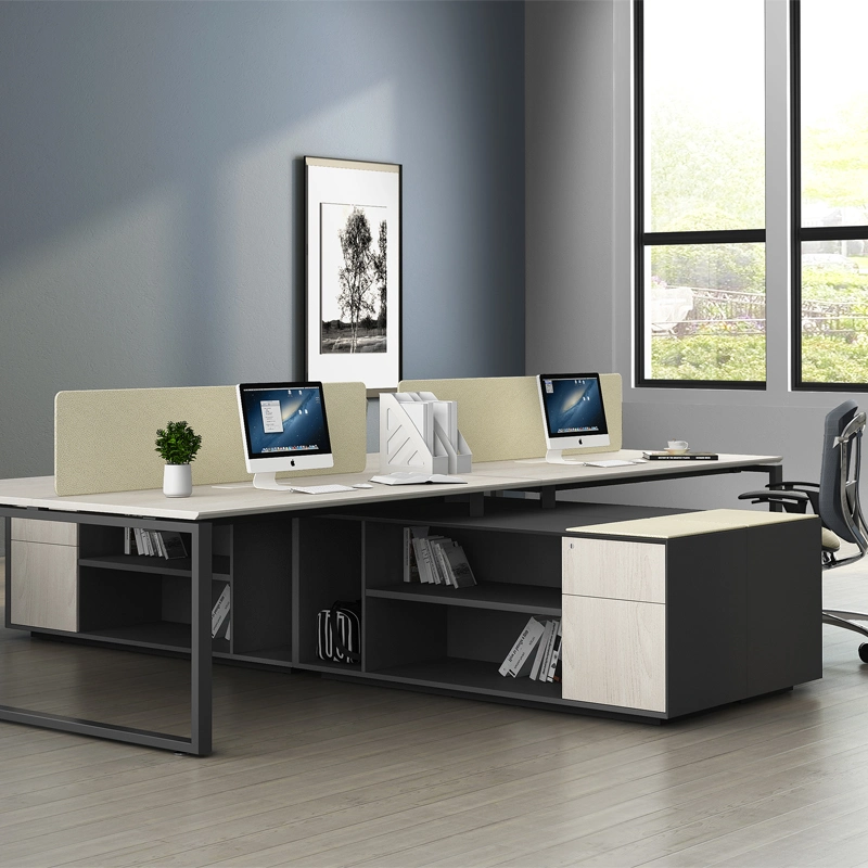 Foshan Manufacturer Melamine Furniture 4 Seater Office Table Modular Spacious Office Desk