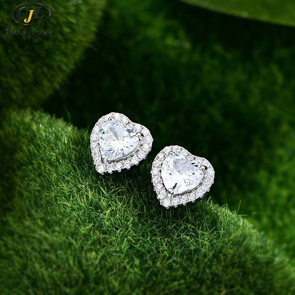 مجموعة مجوهرات من النوع S925 Heart 6mm Zircon Ring Neckring Neckrace Earrings