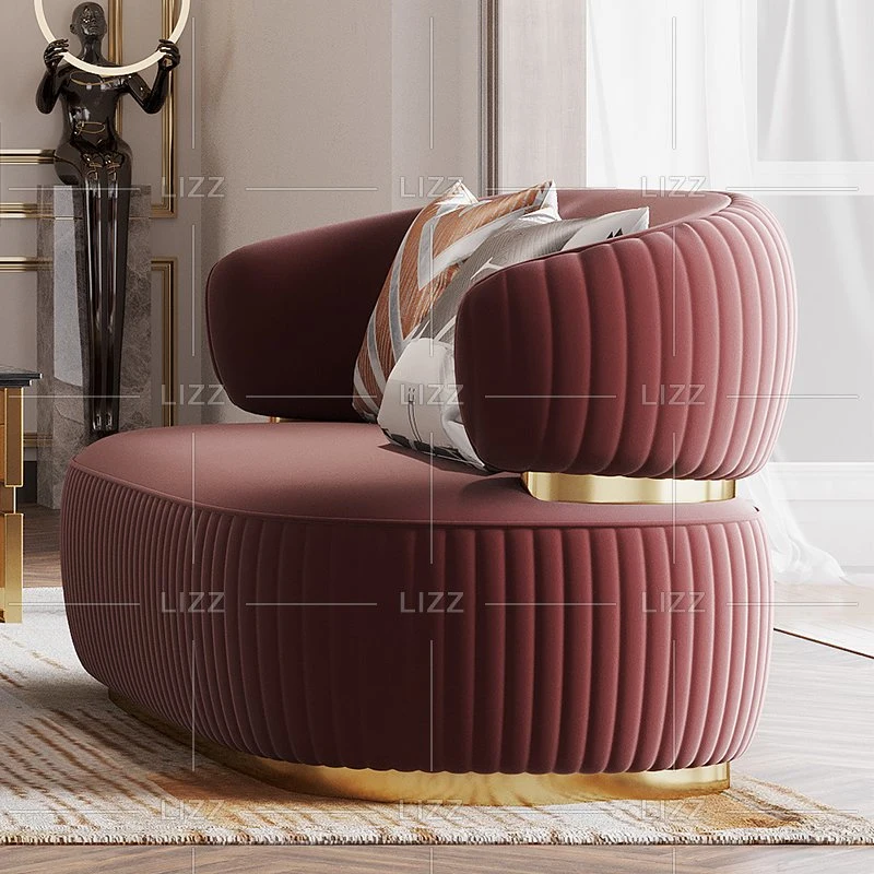 China Hersteller Moderne Sektionale Wohnmöbel Luxus Rotes Wohnzimmer 3 Sitzer Sofa mit Hockern