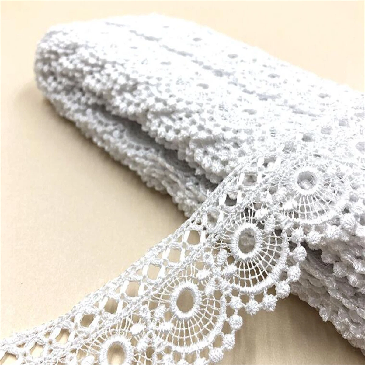 African French Embroidery Lace Fabric White Guipure Embroidered Lace