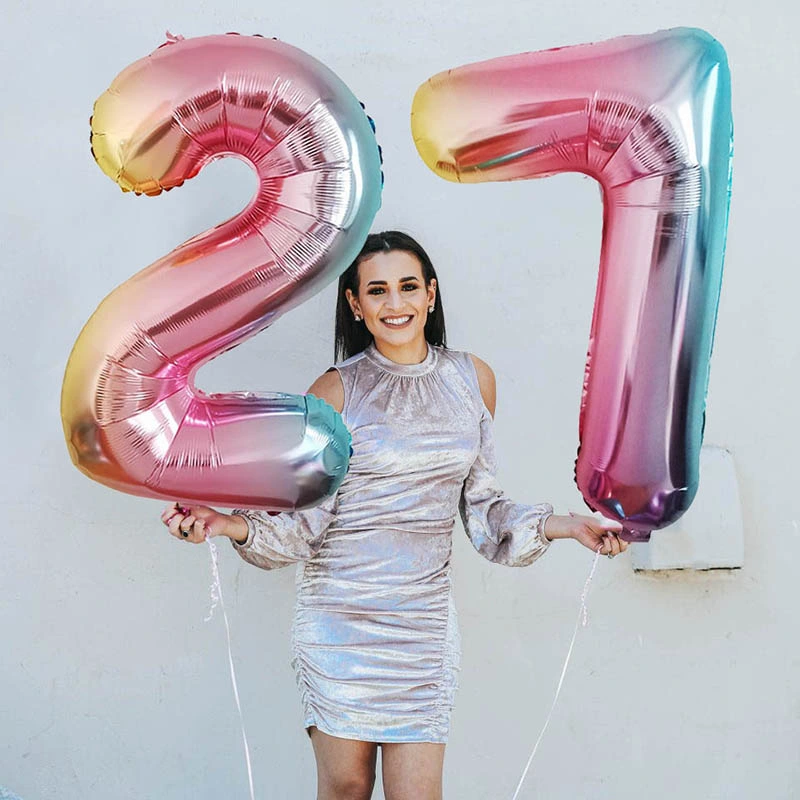 32/40inch número Globos de aluminio de la lámina Rosa Oro Plata dígito Figura Globo para niños adultos