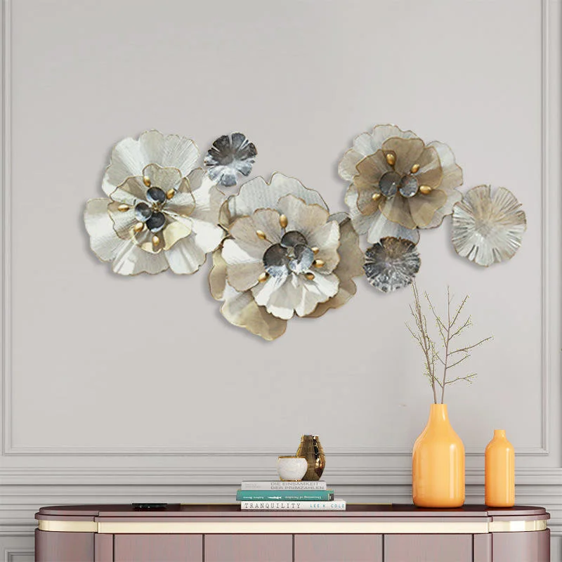 Elegant Design Flower Shape Wall Hanging Decorations Large Metal Flower Wall Art Decor for Home