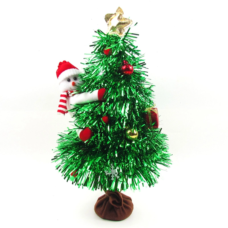 Nuevo diseño Pet Thinsel árbol verde con ornamentos decoración