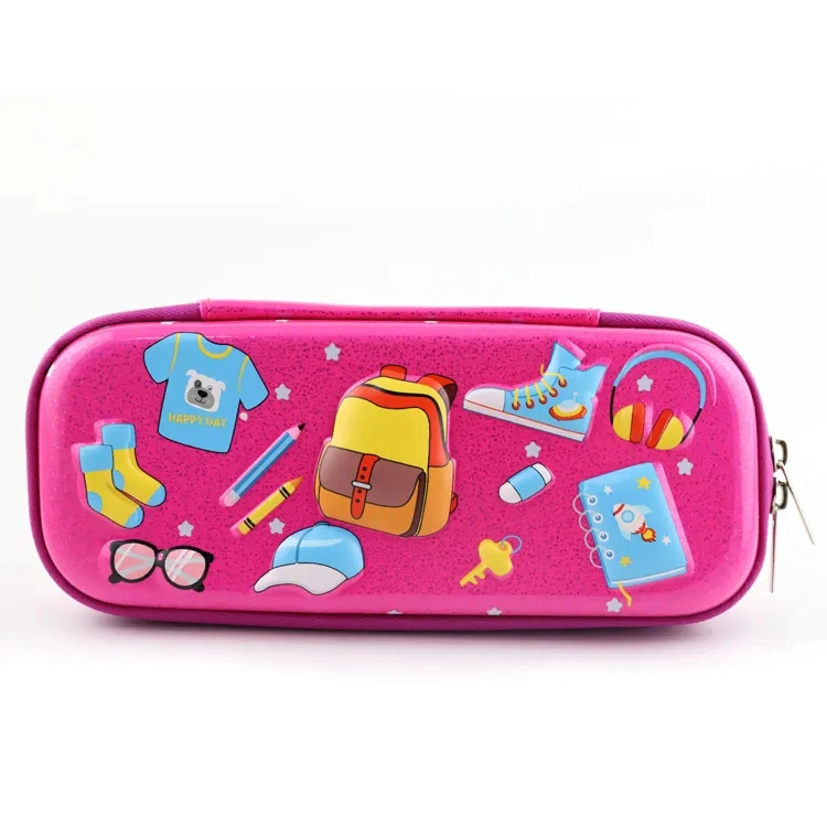 Unicorn Pencil-Box Cute Cartoon School Pencil Box Case of Storage for Kids 6 Pencils Plastic PU Double Zipper