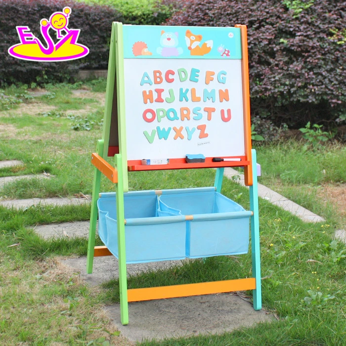 Wholesale Double Sided Kids Wooden Chalkboard Easel, Portable Children Wooden Chalkboard Easel W12b102